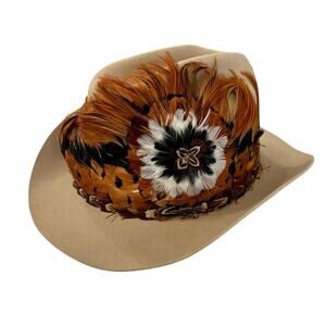 Vtg Stetson beaver 3x pheasant Sahara cowboy hat 7 3/8  classic 80s Western Rare
